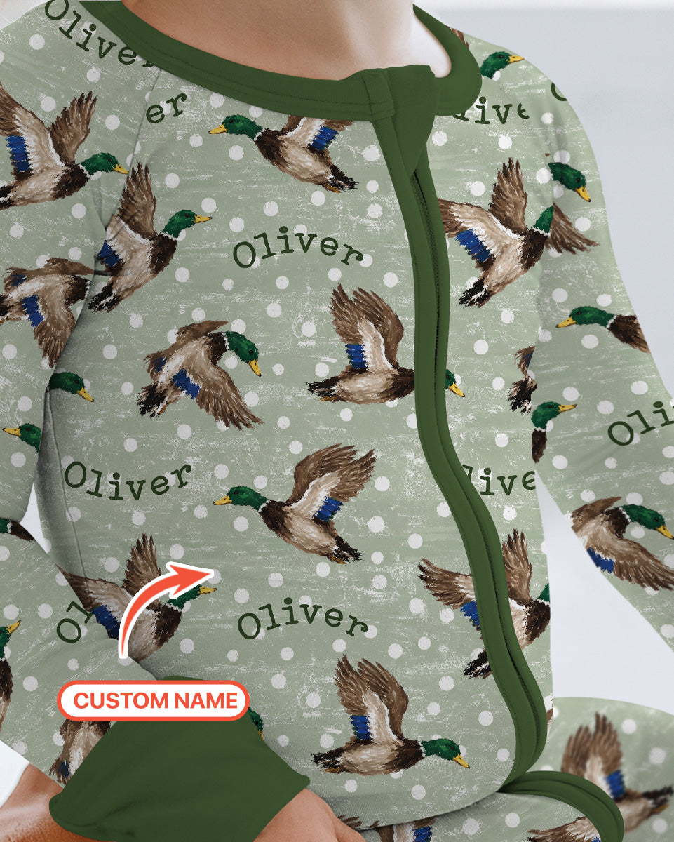 Custom Name Flying Mallard Duck Bamboo Convertible Zippy
