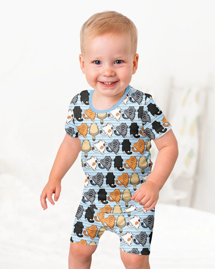 Template Zweiteiliges Pyjama-Set mit kurzen Ärmeln und Shorts
