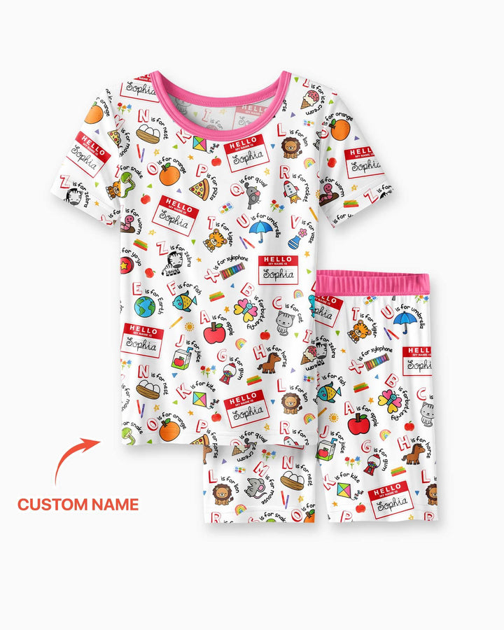 Zweiteiliges Pyjama-Set mit kurzen Ärmeln und Shorts im Sommer-Design