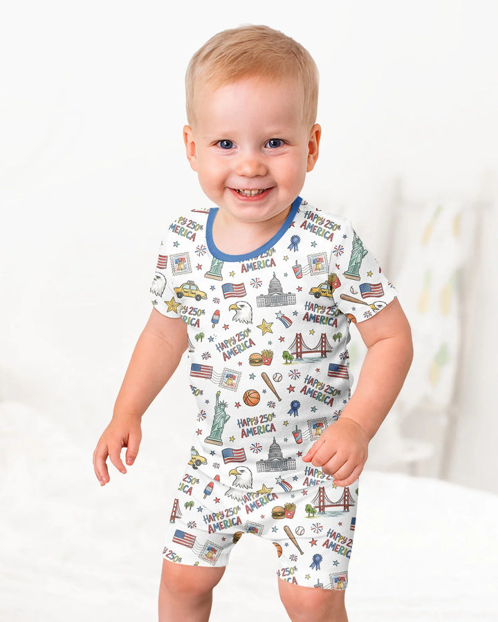 Schlafanzug-Set zweiteilig, kurze Ärmel, kurze Hose, Bambus