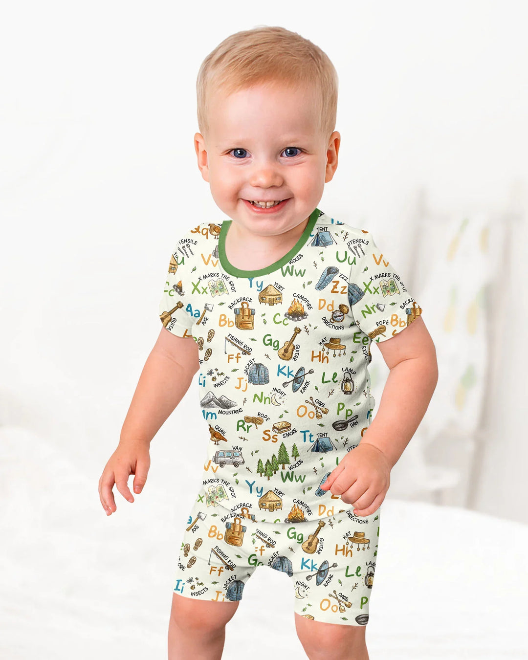 Schlafanzug-Set zweiteilig, kurze Ärmel, kurze Hose, Bambus