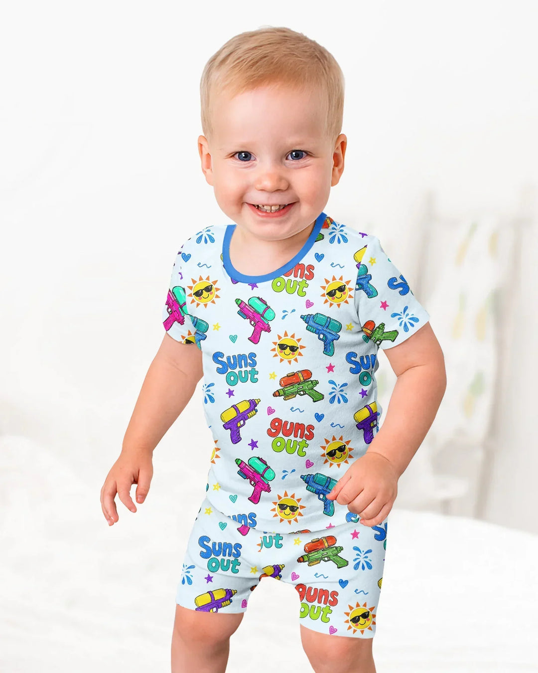 Schlafanzug-Set zweiteilig, kurze Ärmel, kurze Hose, Bambus