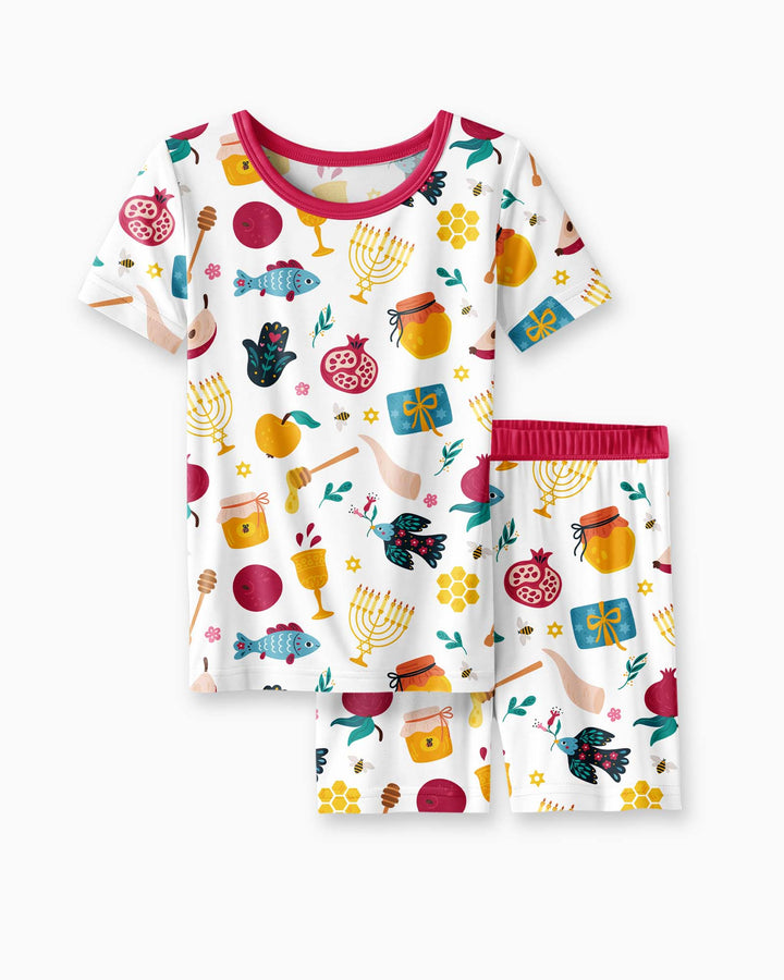Template Zweiteiliges Pyjama-Set mit kurzen Ärmeln und Shorts