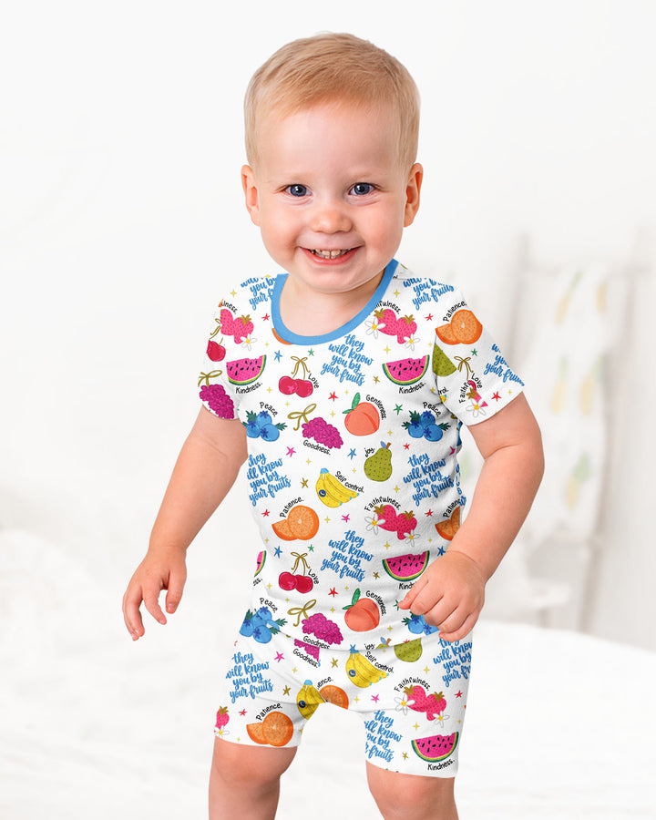 They Will Know You By Your Fruits Bamboo Two Piece Short Sleeve Shorts Pajama Set