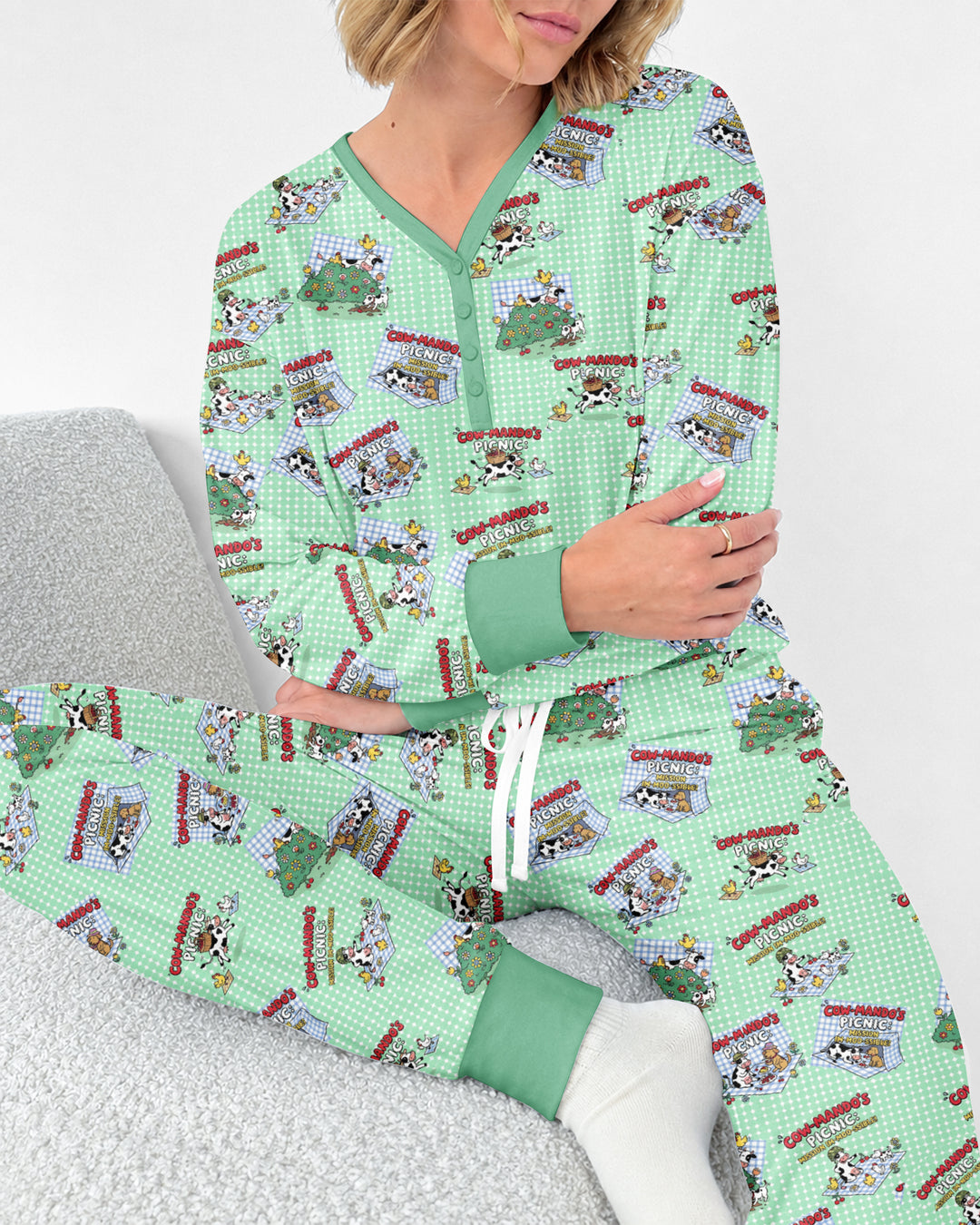 Mission Im-moo-sible Bamboo Women Pajama Set