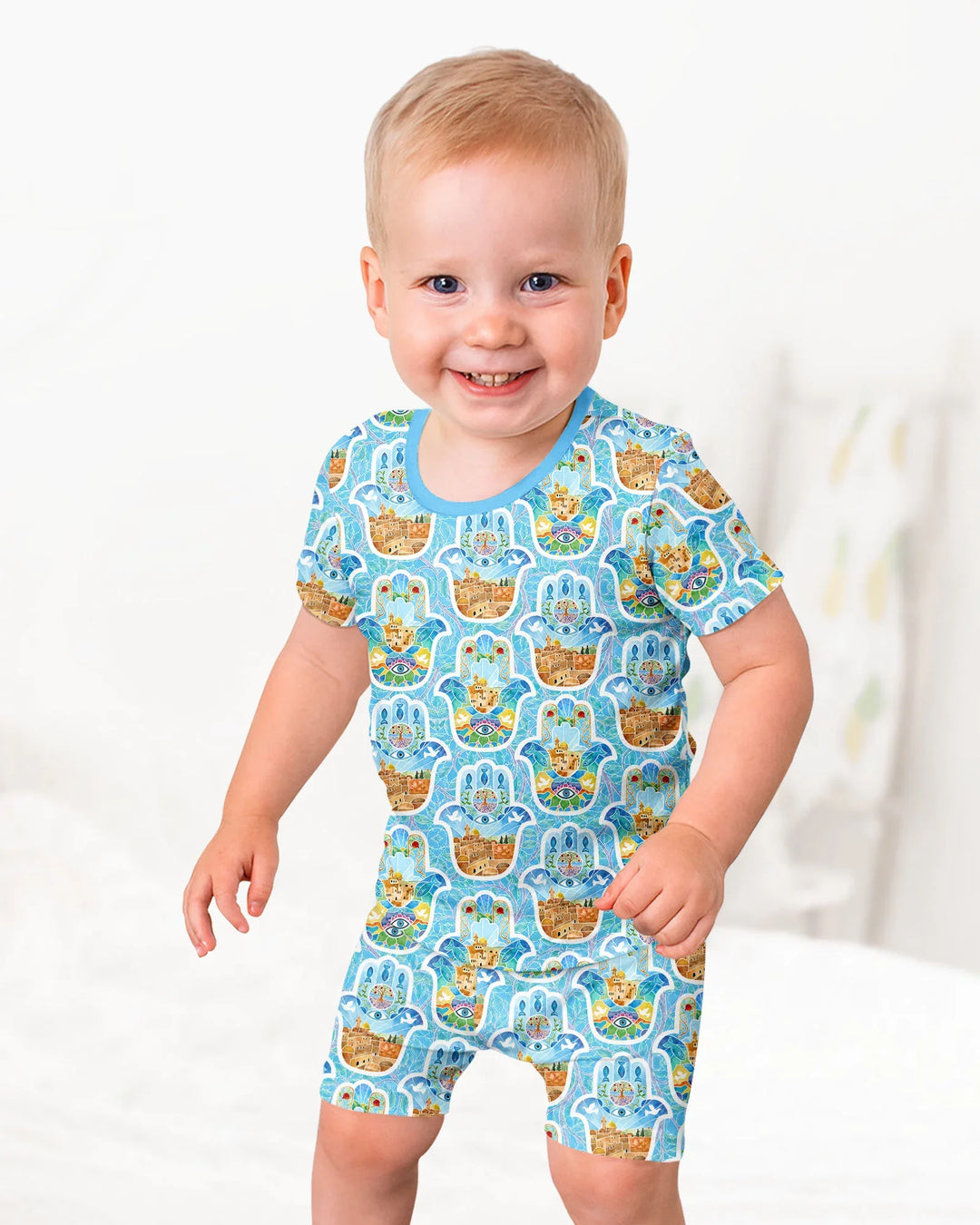 Schlafanzug-Set zweiteilig, kurze Ärmel, kurze Hose, Bambus