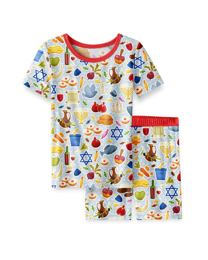 Template Zweiteiliges Pyjama-Set mit kurzen Ärmeln und Shorts