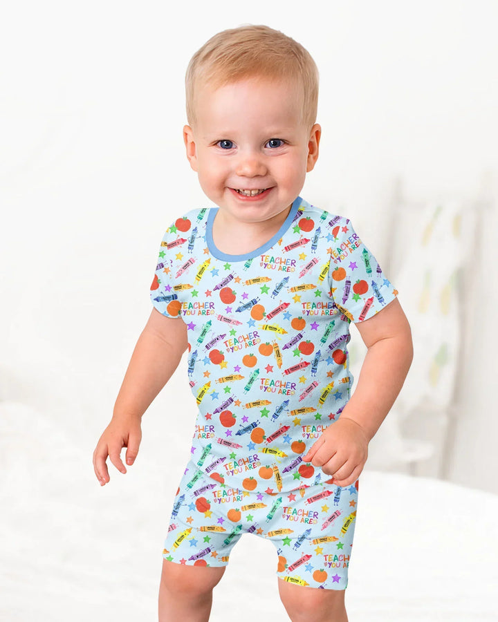 Schlafanzug-Set zweiteilig, kurze Ärmel, kurze Hose, Bambus