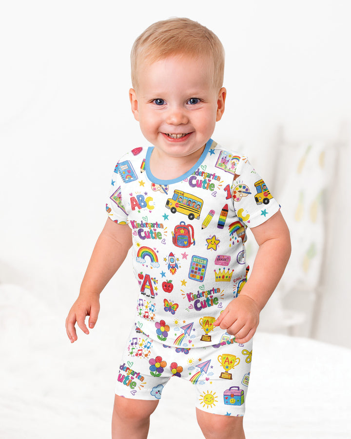 Kindergarten Cutie Bamboo Two Piece Short Sleeve Shorts Pajama Set
