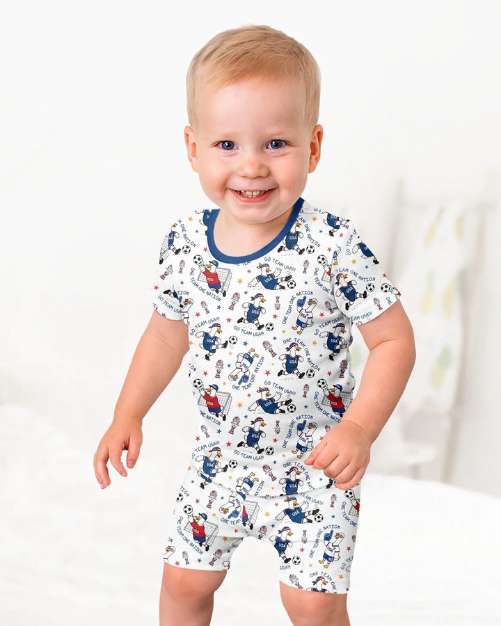 Schlafanzug-Set zweiteilig, kurze Ärmel, kurze Hose, Bambus