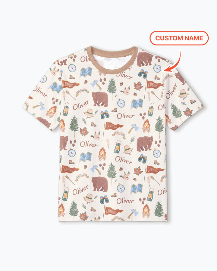 Custom Name Adventure Outdoors Bamboo Men Short Sleeve Short Pajama Set