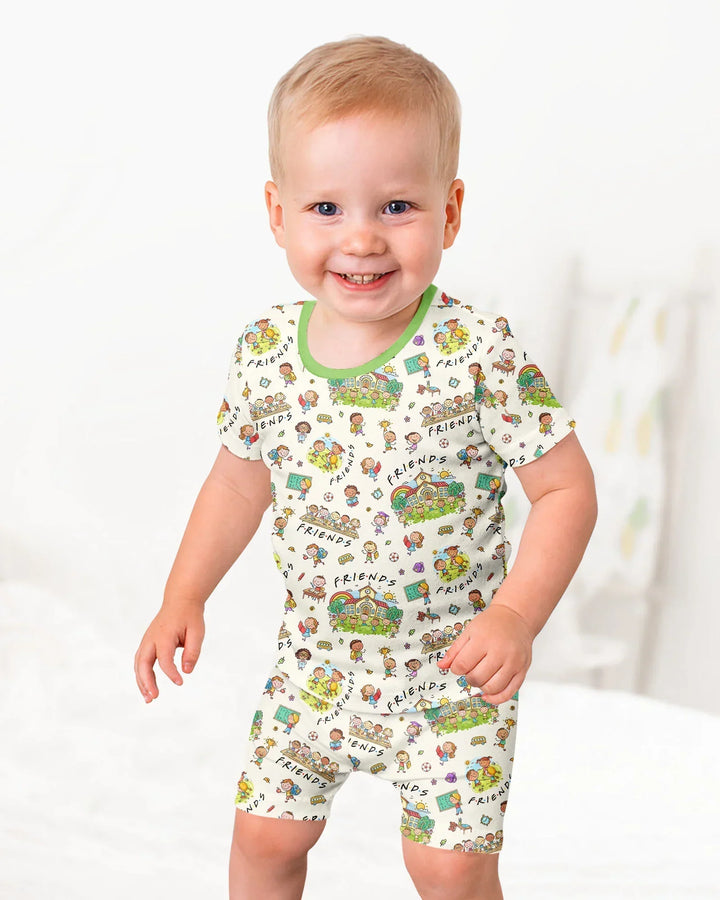 Schlafanzug-Set zweiteilig, kurze Ärmel, kurze Hose, Bambus