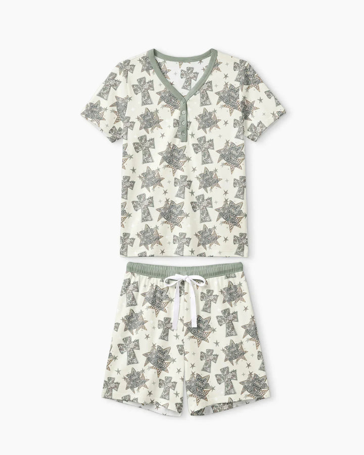 Camo God is Good Family Matching Bamboo Women Short Sleeve Short Pajama Set