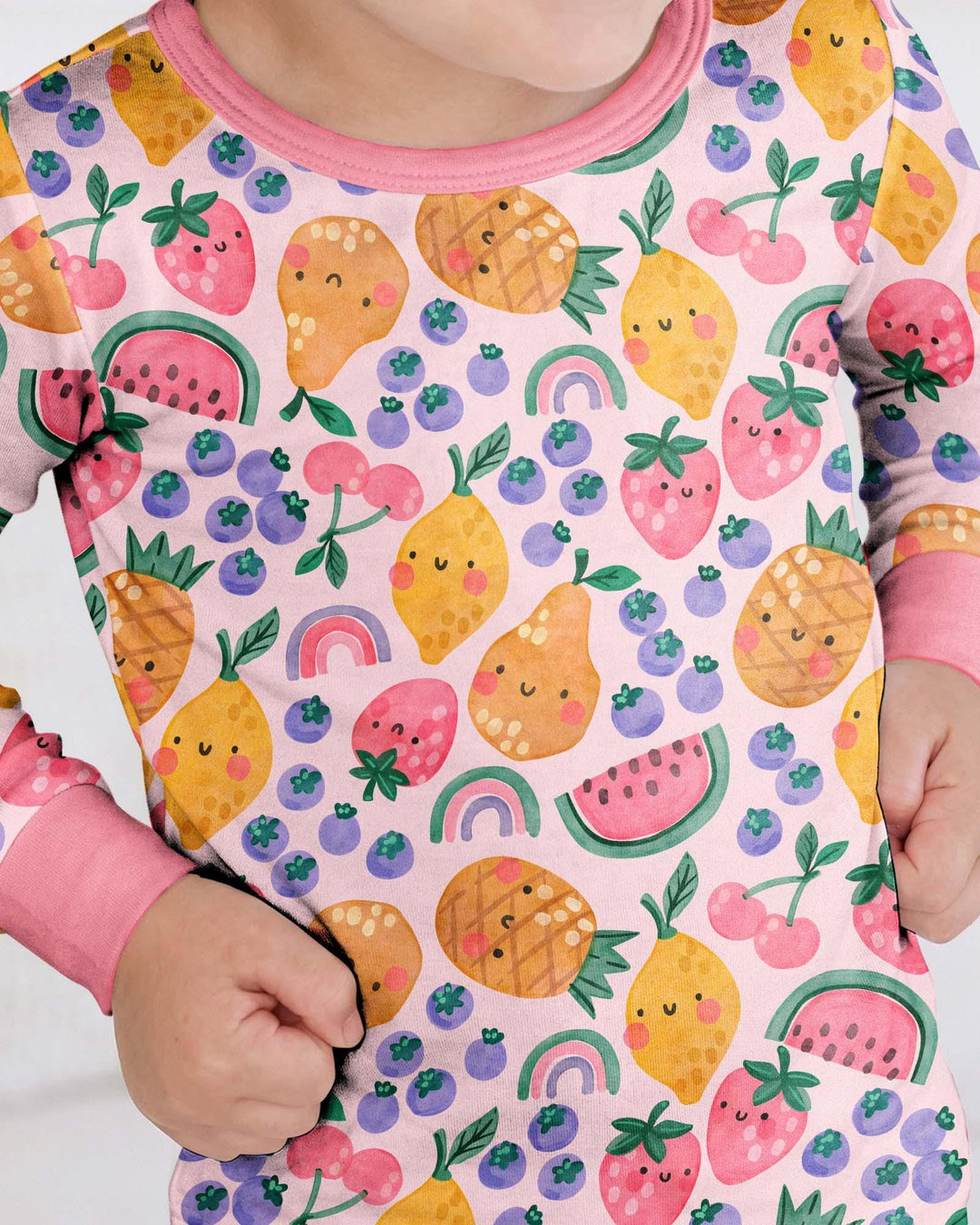 Zweiteiliges Langarm-Pyjama-Set mit Sommerfrüchten
