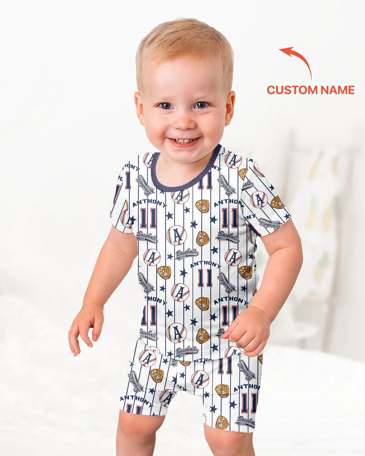 Zweiteiliges Pyjama-Set mit kurzen Ärmeln und Shorts im Sommer-Design