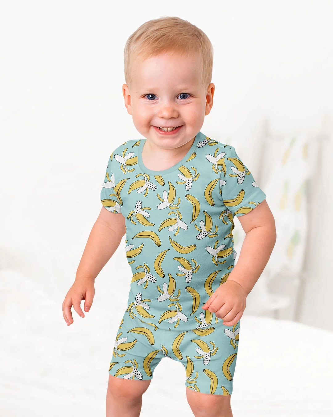 Bananas Bamboo Two Piece Short Sleeve Shorts Pajama Set