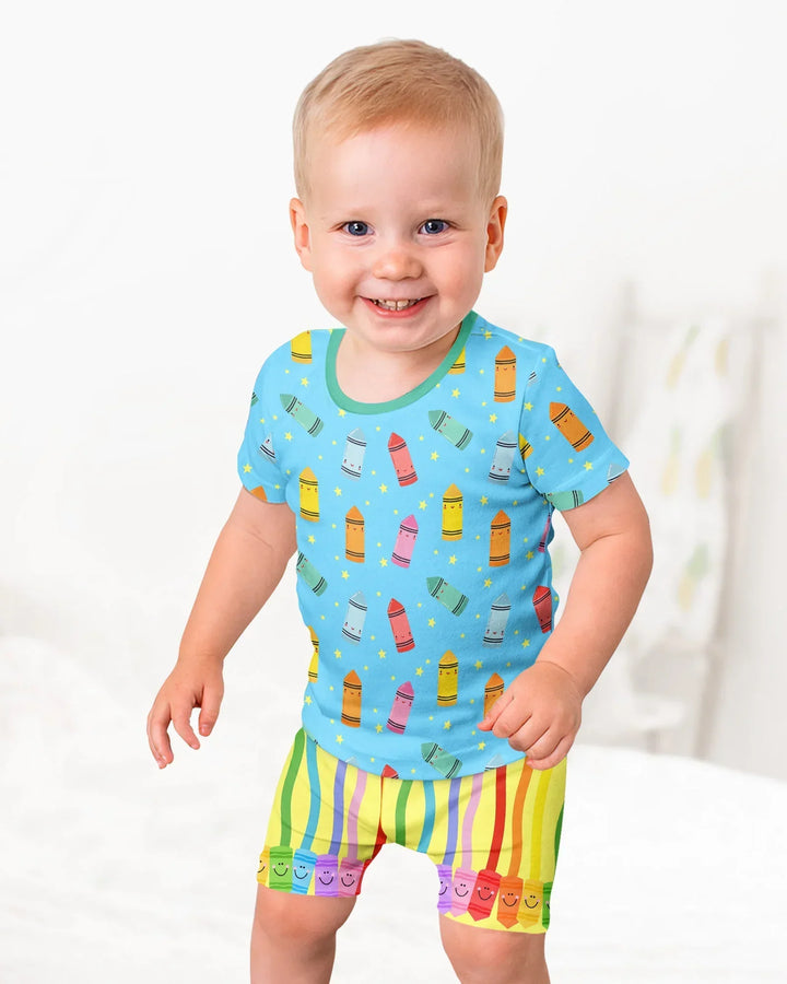 Schlafanzug-Set zweiteilig, kurze Ärmel, kurze Hose, Bambus