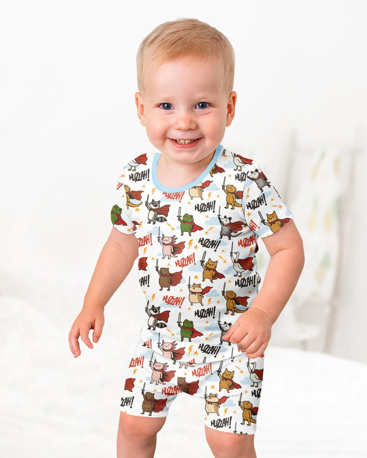 Schlafanzug-Set zweiteilig, kurze Ärmel, kurze Hose, Bambus