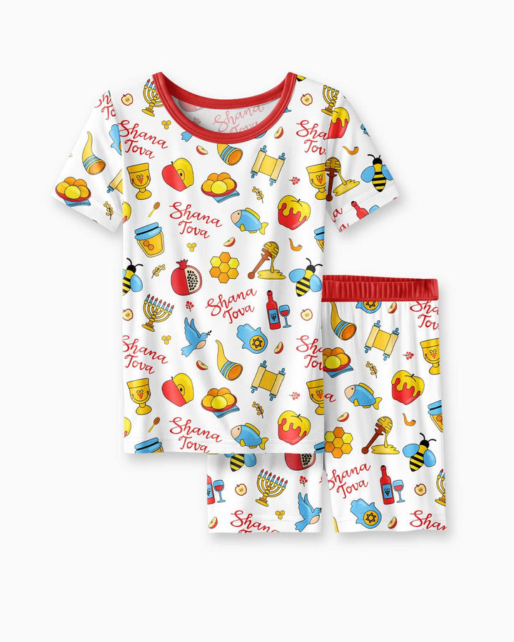 Template Zweiteiliges Pyjama-Set mit kurzen Ärmeln und Shorts