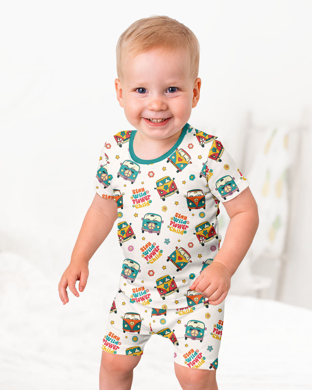 Schlafanzug-Set zweiteilig, kurze Ärmel, kurze Hose, Bambus