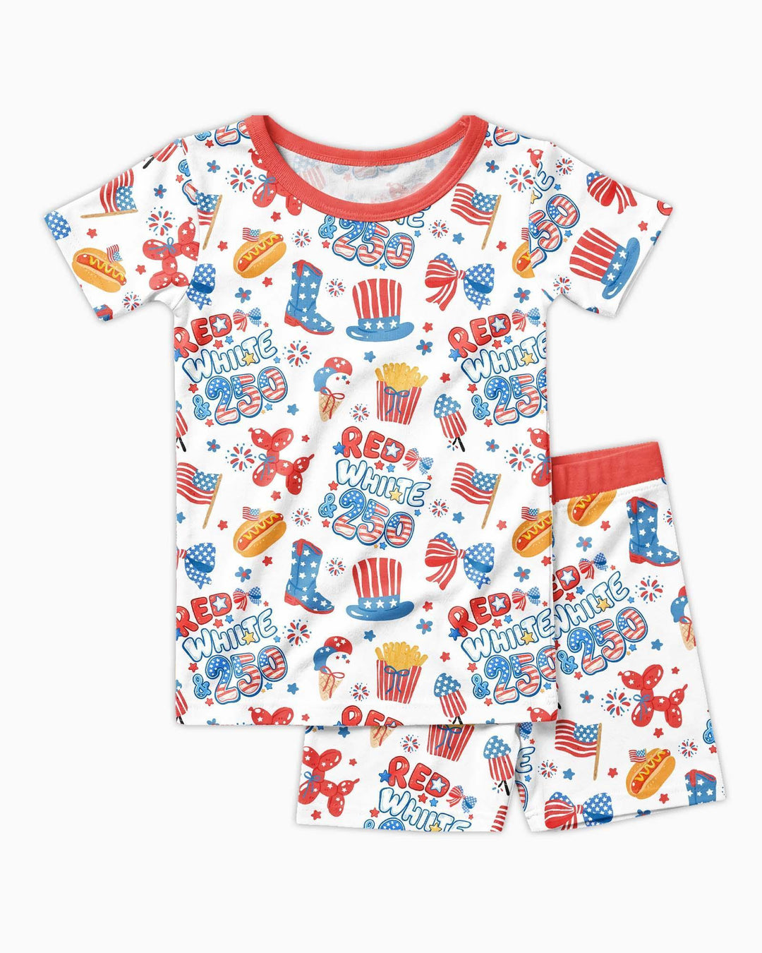 Template Zweiteiliges Pyjama-Set mit kurzen Ärmeln und Shorts