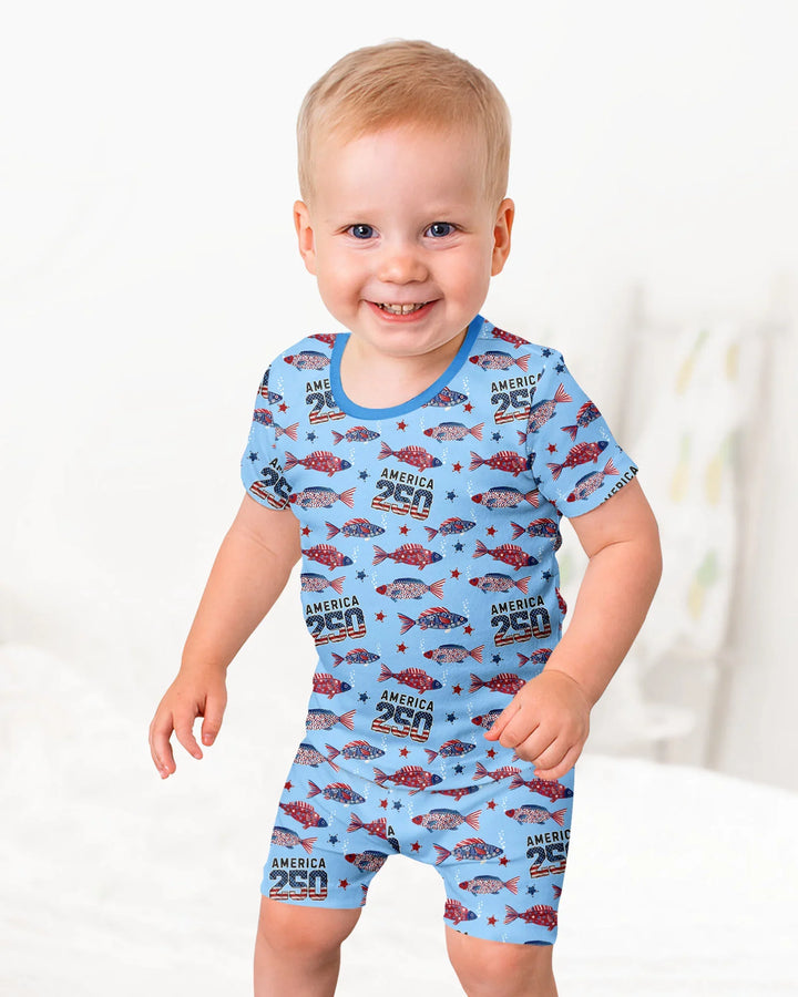 Template Zweiteiliges Pyjama-Set mit kurzen Ärmeln und Shorts