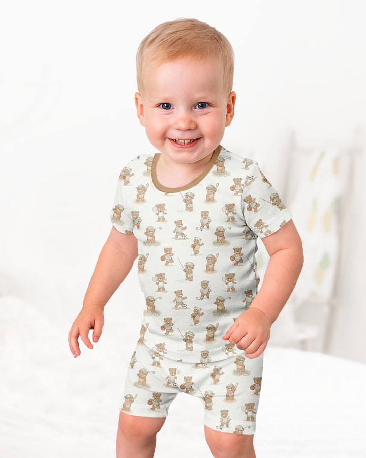 Schlafanzug-Set zweiteilig, kurze Ärmel, kurze Hose, Bambus
