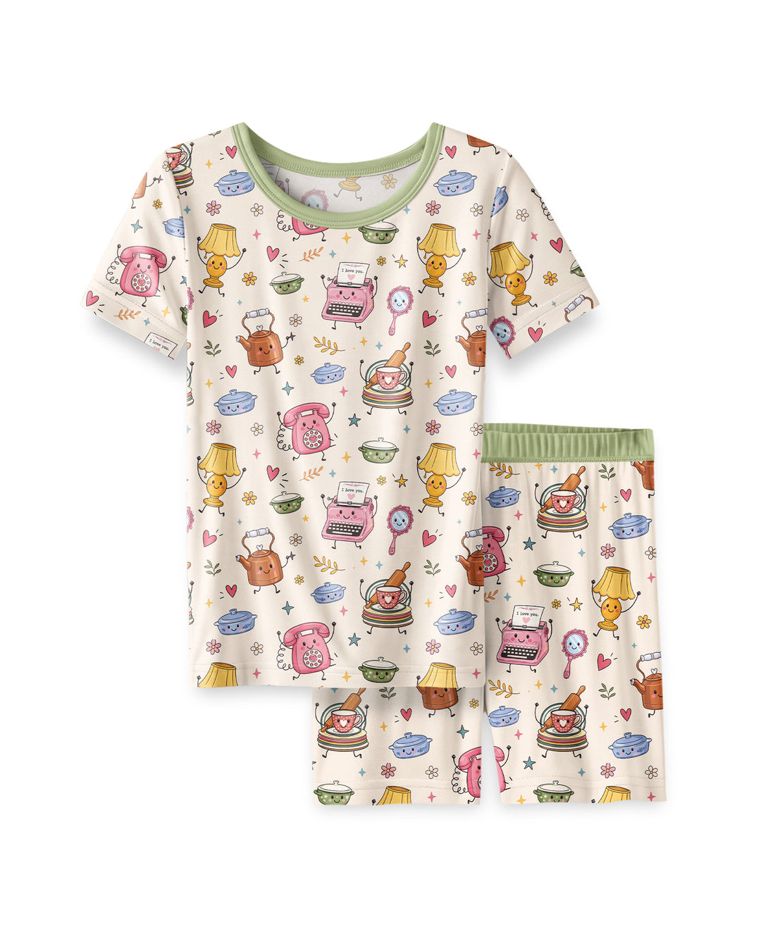 Schlafanzug-Set zweiteilig, kurze Ärmel, kurze Hose, Bambus