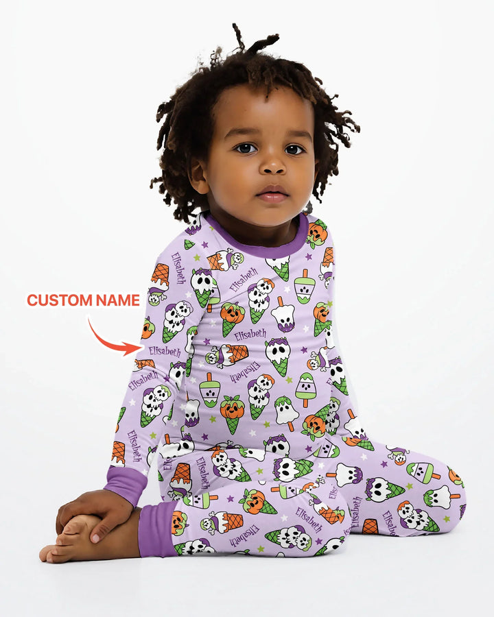 Summerween Ice cream Bamboo Two Piece Long Sleeve Pajama Set