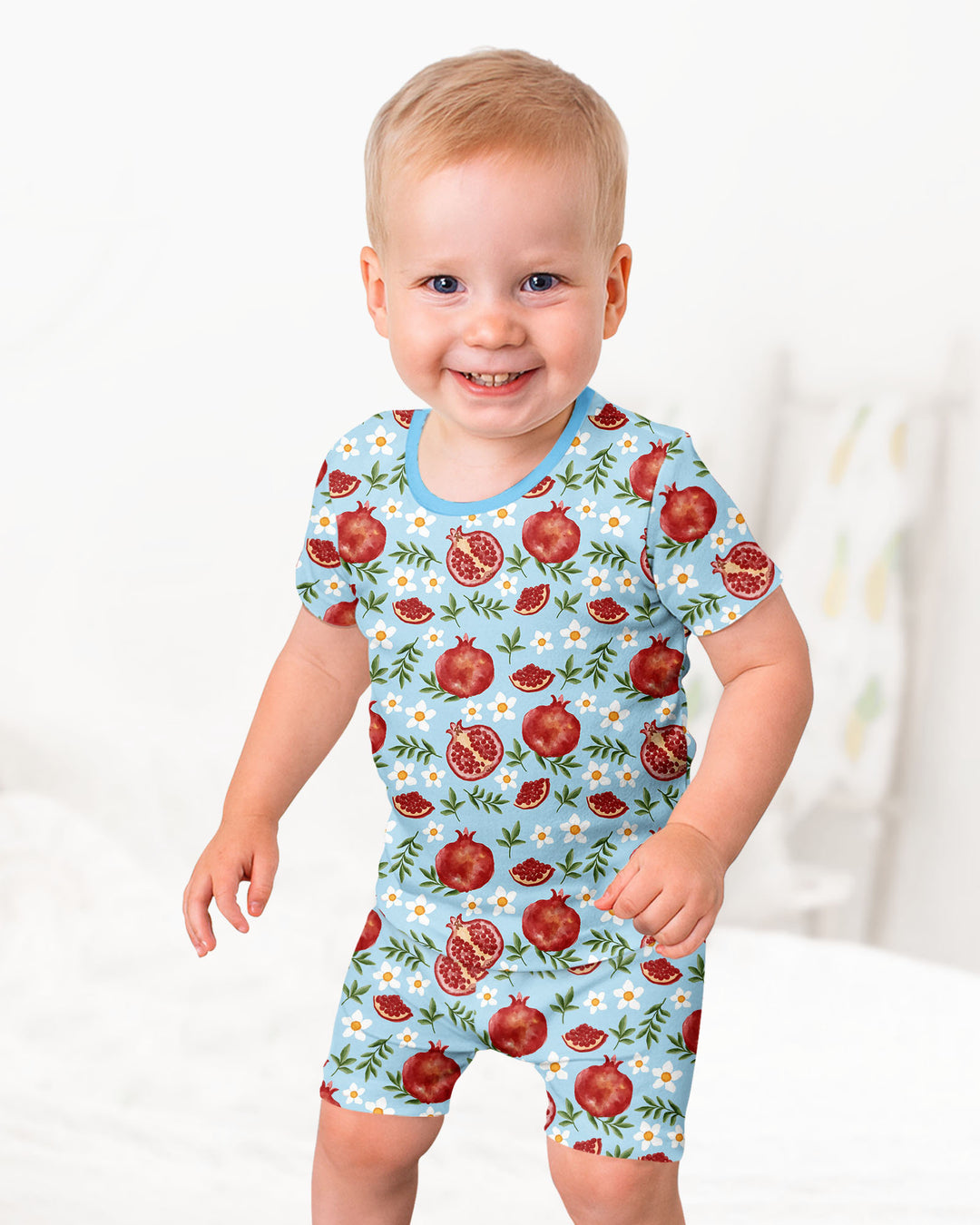 Pomegranate Garden Joy Family Matching Bamboo Two Piece Short Sleeve Shorts Pajama Set