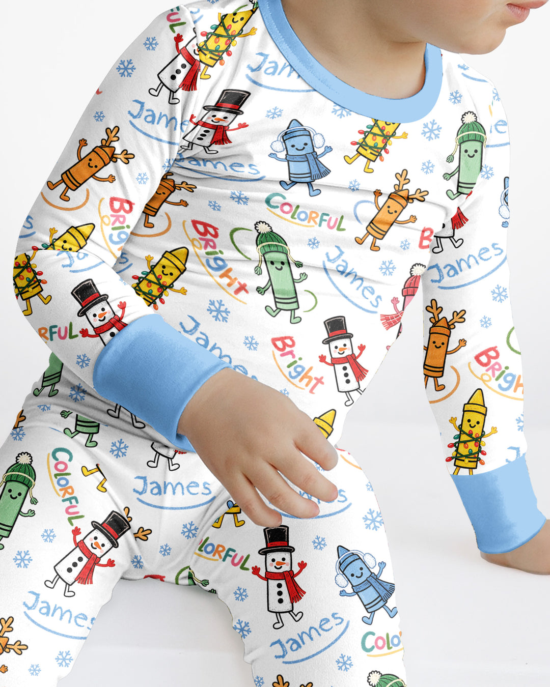 Custom Name Bright & Colorful Bamboo Two Piece Long Sleeve Pajama Set
