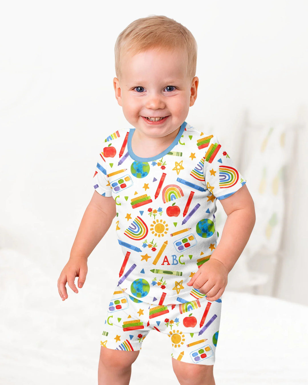 Schlafanzug-Set zweiteilig, kurze Ärmel, kurze Hose, Bambus