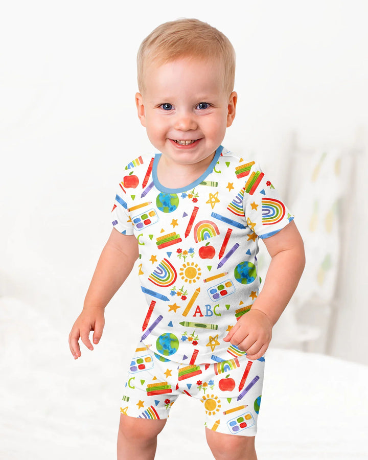 Schlafanzug-Set zweiteilig, kurze Ärmel, kurze Hose, Bambus