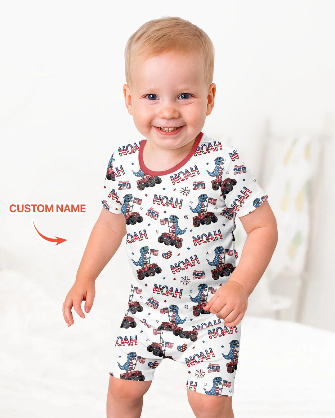 Zweiteiliges Pyjama-Set mit kurzen Ärmeln und Shorts im Sommer-Design