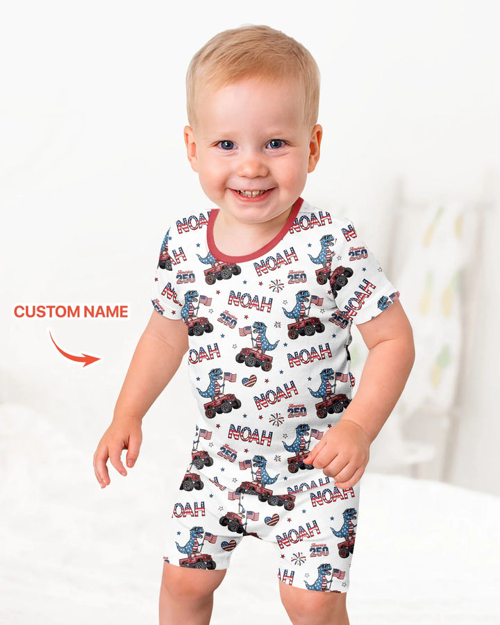 Zweiteiliges Pyjama-Set mit kurzen Ärmeln und Shorts im Sommer-Design