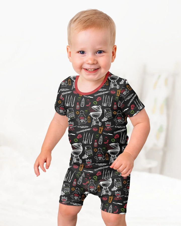 Template Zweiteiliges Pyjama-Set mit kurzen Ärmeln und Shorts