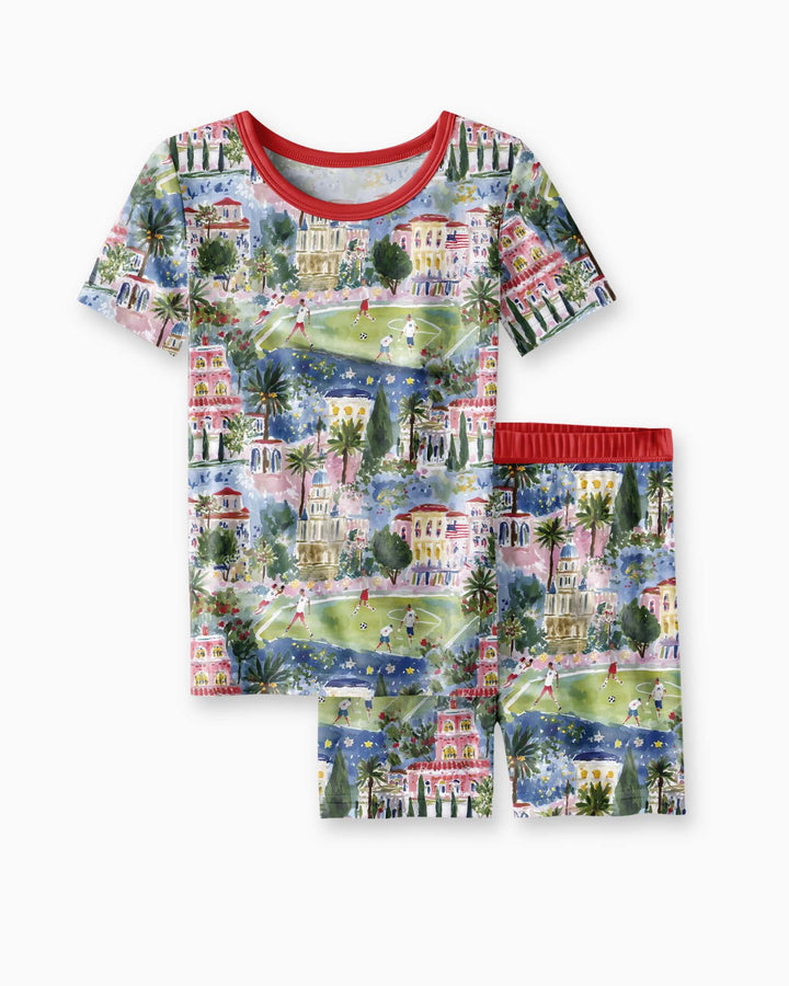Schlafanzug-Set zweiteilig, kurze Ärmel, kurze Hose, Bambus