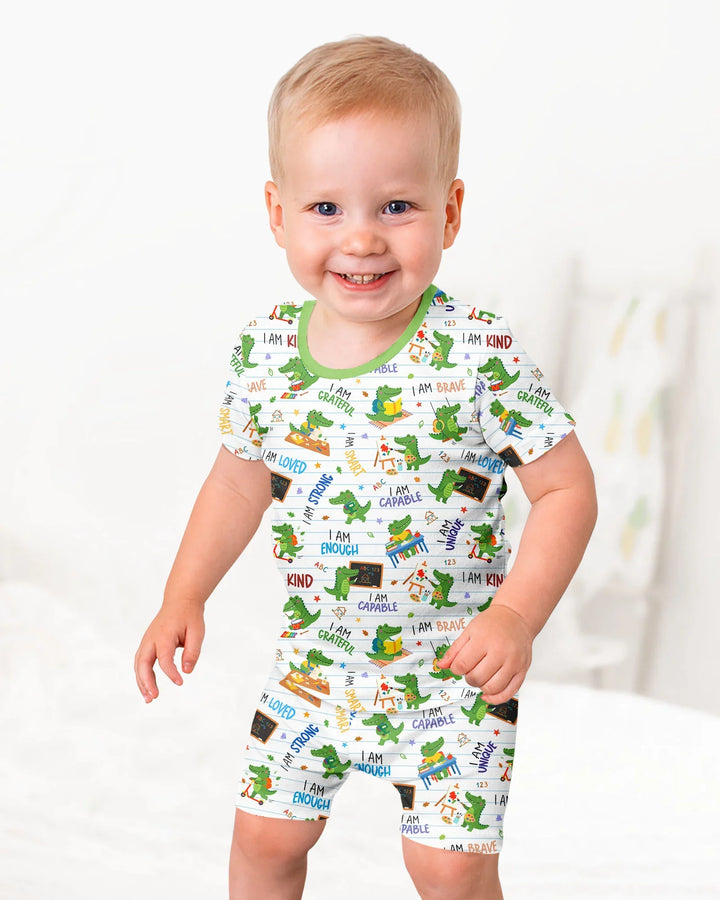 Brave Gator Days Bamboo Two Piece Short Sleeve Shorts Pajama Set