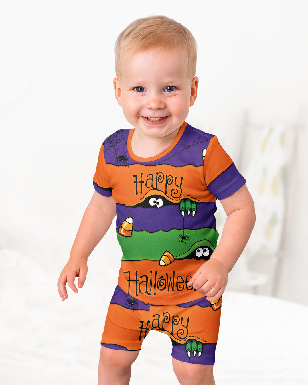 Happy Halloween Bamboo Two Piece Short Sleeve Shorts Pajama Set