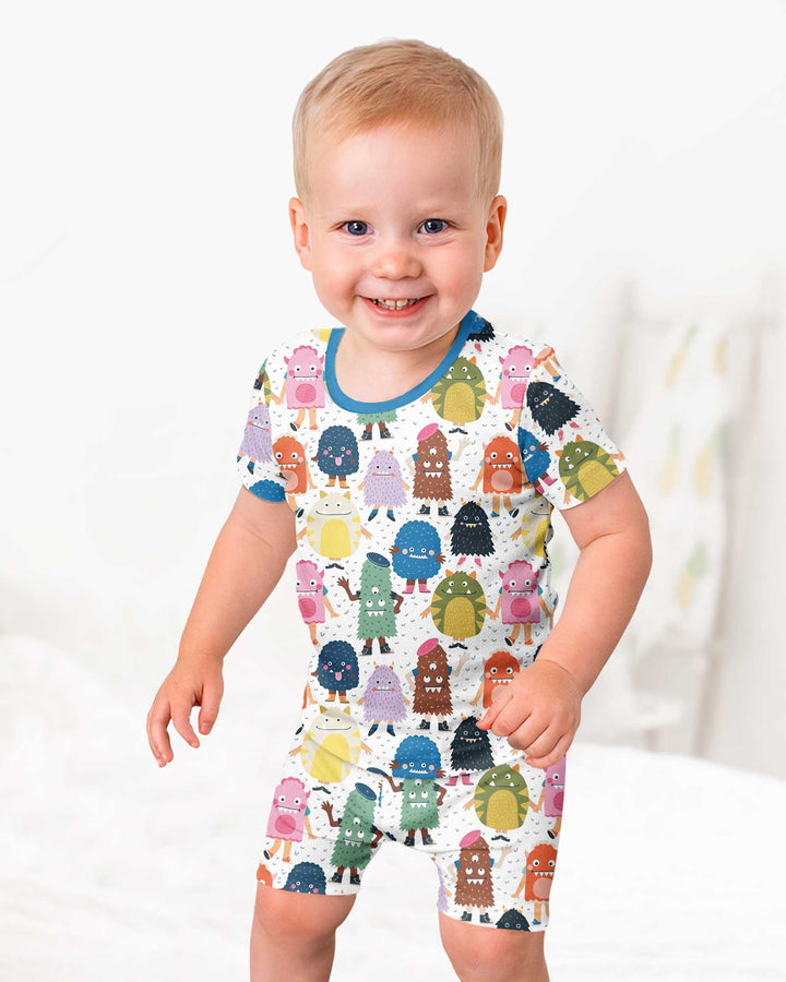 (Not So) Scary Monsters Bamboo Two Piece Short Sleeve Shorts Pajama Set