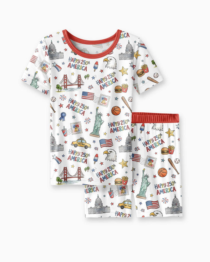 Schlafanzug-Set zweiteilig, kurze Ärmel, kurze Hose, Bambus