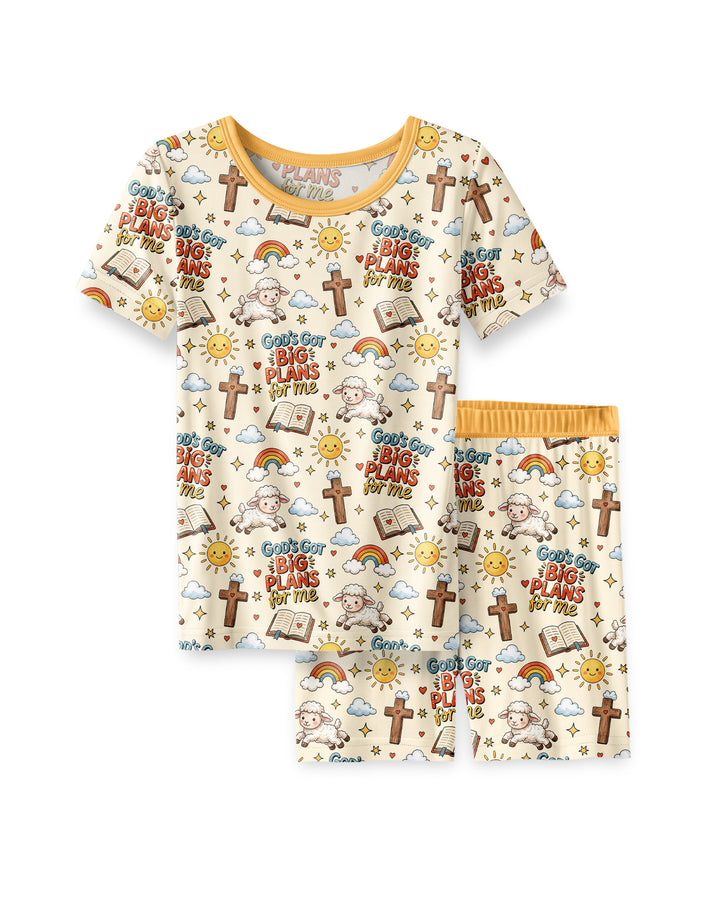 Template Zweiteiliges Pyjama-Set mit kurzen Ärmeln und Shorts