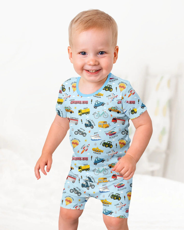 Schlafanzug-Set zweiteilig, kurze Ärmel, kurze Hose, Bambus