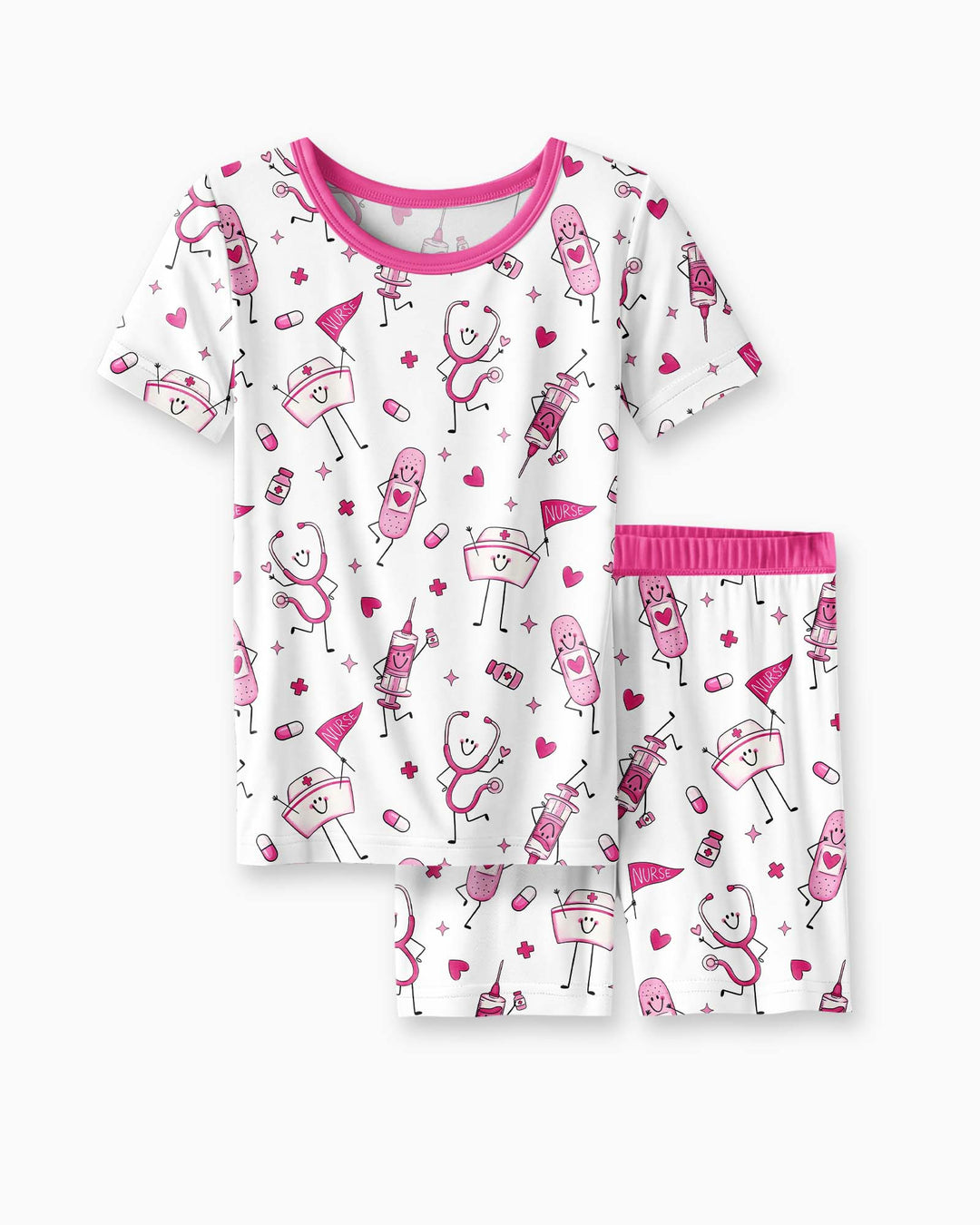 Template Zweiteiliges Pyjama-Set mit kurzen Ärmeln und Shorts