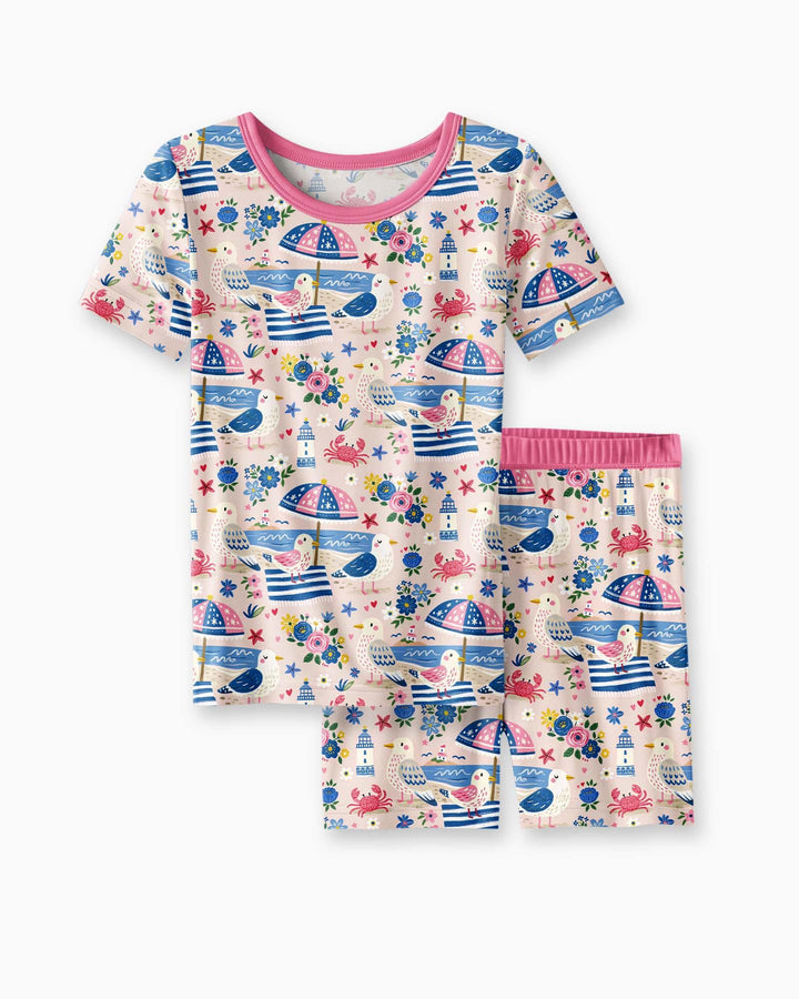 Schlafanzug-Set zweiteilig, kurze Ärmel, kurze Hose, Bambus