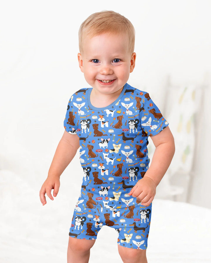 Dapper Dogs Pyjama-Set aus Bambus, zweiteilig, kurzärmelig, kurze Hose