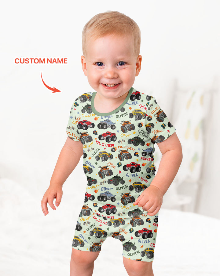Zweiteiliges Pyjama-Set mit kurzen Ärmeln und Shorts im Sommer-Design