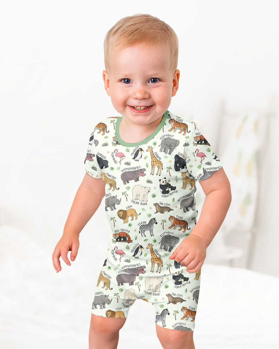 Schlafanzug-Set zweiteilig, kurze Ärmel, kurze Hose, Bambus