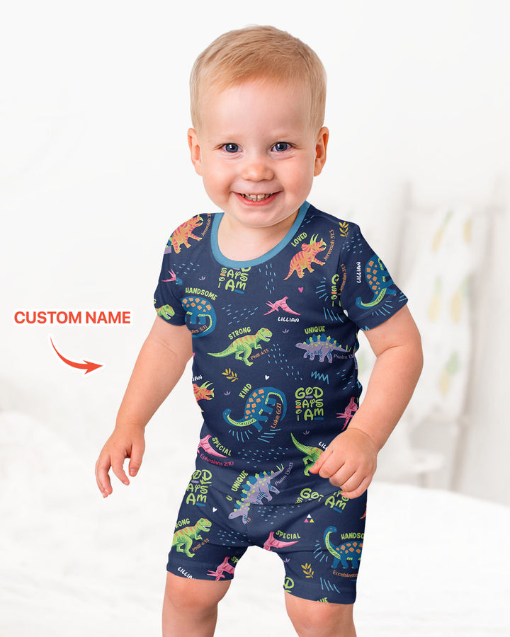 Zweiteiliges Pyjama-Set mit kurzen Ärmeln und Shorts im Sommer-Design