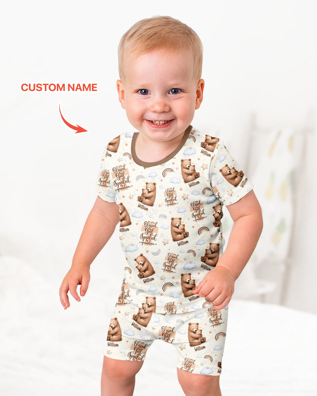 Schlafanzug-Set zweiteilig, kurze Ärmel, kurze Hose, Bambus